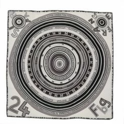 Hermes White/Black Tohu Bohu Silk Square Scarf For Women