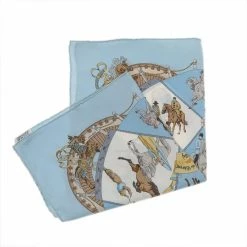 Hermes Blue Musee Vivant Du Cheval Chantilly Silk Handkerchief For Women -Deals Hermes Store luxury women hermes used accessories p591892 002