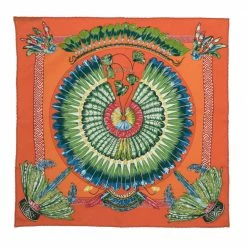 Hermes Orange Brazil Silk Square Scarf For Women