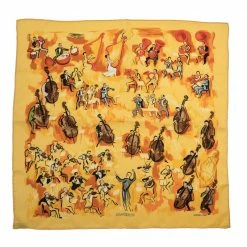 Hermes Yellow Concerto Gavroche Silk Square Scarf For Women