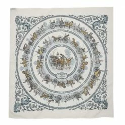 Hermes White La Promenade De Longchamps Silk Square Scarf For Women