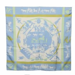 Hermes Hermès Pale Blue Jeux D'Ombres Silk Scarf For Women