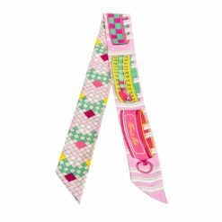 Hermes Pink Printed Silk Twilly For Women