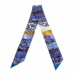 Hermes Blue Jungle Love Rainbow Printed Silk Twilly For Women