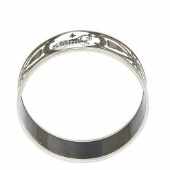 Hermes Hermès White Grand Apparat Enamel Palladium Plated Wide Bangle Bracelet M For Women -Deals Hermes Store luxury women hermes used accessories p595783 003