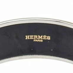 Hermes Hermès White Grand Apparat Enamel Palladium Plated Wide Bangle Bracelet M For Women -Deals Hermes Store luxury women hermes used accessories p595783 006
