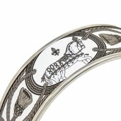 Hermes Hermès White Grand Apparat Enamel Palladium Plated Wide Bangle Bracelet M For Women -Deals Hermes Store luxury women hermes used accessories p595783 1645181365 008