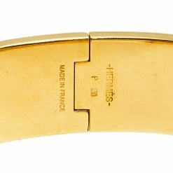 Hermes Hermès Clic Clac H Yellow Enamel Gold Plated Wide Bracelet For Women -Deals Hermes Store luxury women hermes used accessories p598742 001