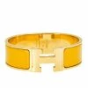 Hermes Hermès Clic Clac H Yellow Enamel Gold Plated Wide Bracelet For Women -Deals Hermes Store luxury women hermes used accessories p598742 002