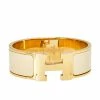 Hermes Hermès Clic Clac H Cream Enamel Rose Gold Plated Wide Bracelet For Women -Deals Hermes Store luxury women hermes used accessories p598860 003