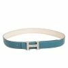 Hermes Blue Jean/Blanc Epsom And Swift Leather H Buckle Reversible Belt 95CM For Women -Deals Hermes Store luxury women hermes used accessories p603203 008