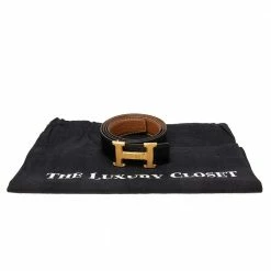 Hermes Black/Brown Box Calf And Togo Leather Guillochee Finish H Buckle Reversible Belt Size 90 For Women -Deals Hermes Store luxury women hermes used accessories p603980 001