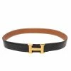 Hermes Black/Brown Box Calf And Togo Leather Guillochee Finish H Buckle Reversible Belt Size 90 For Women -Deals Hermes Store luxury women hermes used accessories p603980 006