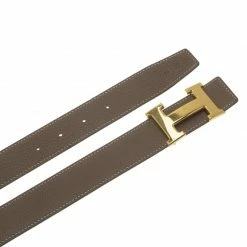 Hermes Taupe And Black Leather Constance Reversible Belt 95 CM For Women -Deals Hermes Store luxury women hermes used accessories p60485 0004