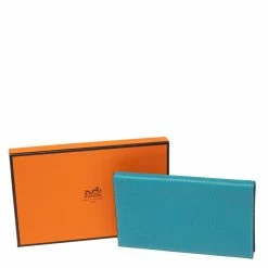 Hermes Turquoise Chevre Mysore Leather Vision II Agenda Cover For Women -Deals Hermes Store luxury women hermes used accessories p606434 001