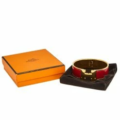Hermes Clic Clac H Enamel Gold Plated Wide Bracelet PM For Women -Deals Hermes Store luxury women hermes used accessories p608461 001
