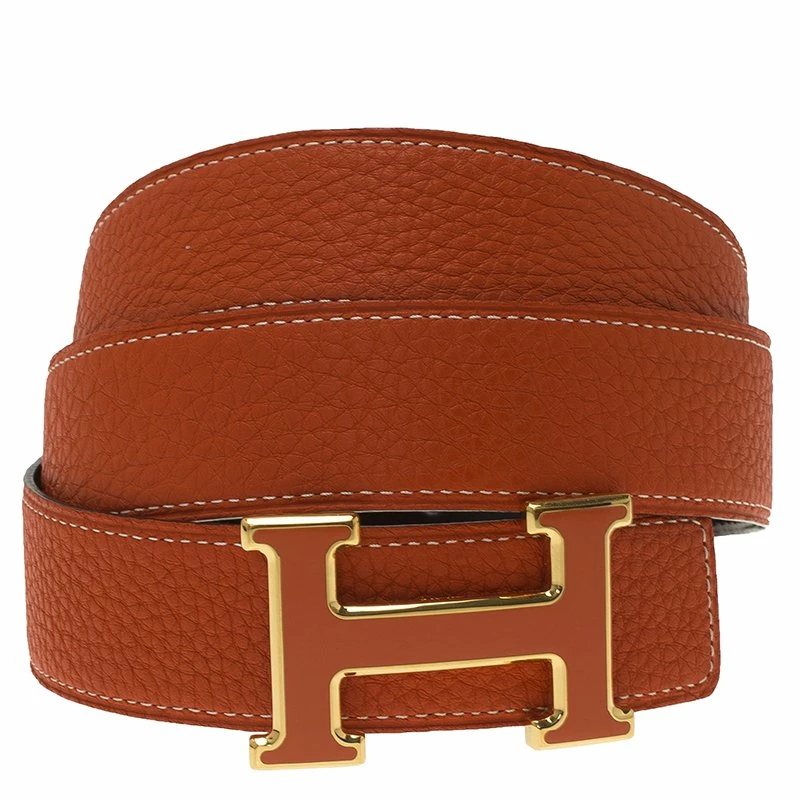 Hermes Orange And Black Leather Constance Reversible Belt Size 95 CM For Women 5 Hermes Orange And Black Leather Constance Reversible Belt Size 95 CM For Women - Image 3