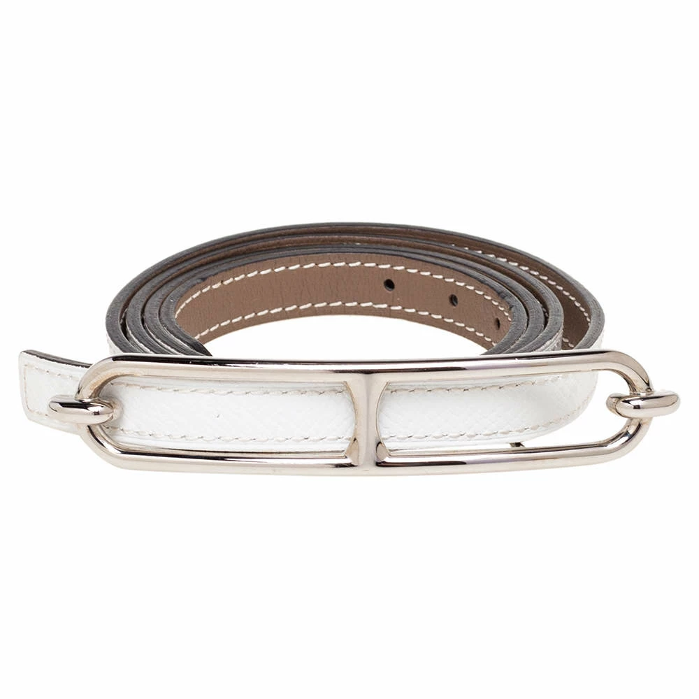 Hermes Blanc/Etoupe Epsom And Swift Leather Roulis Belt 85CM For Women 4 Hermes Blanc/Etoupe Epsom And Swift Leather Roulis Belt 85CM For Women - Image 2