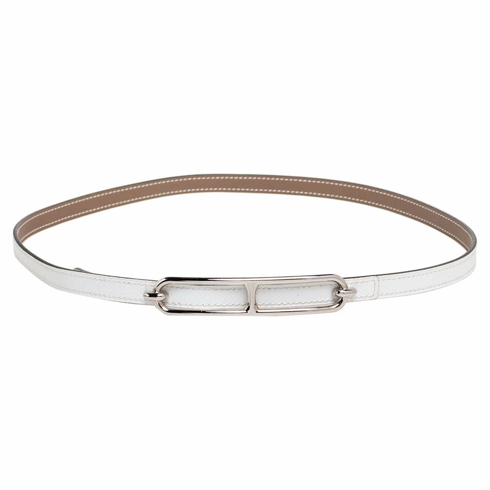 Hermes Blanc/Etoupe Epsom And Swift Leather Roulis Belt 85CM For Women 3 Hermes Blanc/Etoupe Epsom And Swift Leather Roulis Belt 85CM For Women