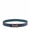 Hermes Bleu Encre/Colvert Epsom And Swift Leather Guillochee Finish H Reversible Buckle Belt 85CM For Women 2 Hermes Bleu Encre/Colvert Epsom And Swift Leather Guillochee Finish H Reversible Buckle Belt 85CM For Women -Deals Hermes Store luxury women hermes used accessories p609405 004