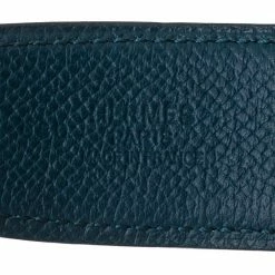 Hermes Bleu Encre/Colvert Epsom And Swift Leather Guillochee Finish H Reversible Buckle Belt 85CM For Women -Deals Hermes Store luxury women hermes used accessories p609405 007