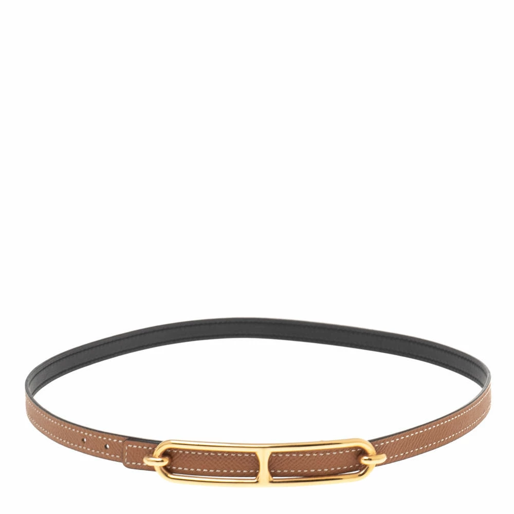 Hermes Gold/Black Epsom And Swift Leather Roulis Reversible Belt 70CM For Women 3 Hermes Gold/Black Epsom And Swift Leather Roulis Reversible Belt 70CM For Women