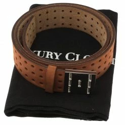 Hermes Brown Perforated Leather Figure Belt 90 CM For Women -Deals Hermes Store luxury women hermes used accessories p61012 006