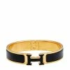 Hermes Hermès Clic H Black Enamel Gold Tone Narrow Bracelet For Women 1 Hermes Hermès Clic H Black Enamel Gold Tone Narrow Bracelet For Women -Deals Hermes Store luxury women hermes used accessories p610306 005