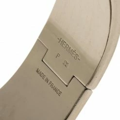 Hermes Clic Clac H Wide White Enamel Palladium Plated Bracelet For Women -Deals Hermes Store luxury women hermes used accessories p61068 006