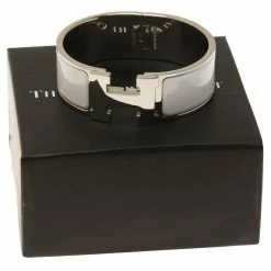 Hermes Clic Clac H Wide White Enamel Palladium Plated Bracelet For Women -Deals Hermes Store luxury women hermes used accessories p61068 007