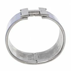 Hermes Hermès Clic Clac H Enamel Palladium Plated Extra Wide Bracelet PM For Women -Deals Hermes Store luxury women hermes used accessories p611193 003