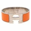 Hermes Hermès Clic Clac H Orange Enamel Palladium Plated Wide Bracelet PM For Women