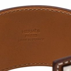 Hermes Collier De Chien Brown Leather Palladium Plated Metal Bracelet S For Women -Deals Hermes Store luxury women hermes used accessories p614168 009