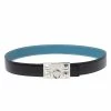 Hermes Bleu Jean/Black Chamonix And Togo Leather Collier De Chien Reversible Belt 85CM For Women