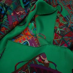 Hermes Green Voyage En Etoffes Silk Square Scarf For Women -Deals Hermes Store luxury women hermes used accessories p61838 004