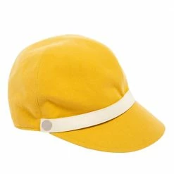 Hermes Yellow Cotton & Linen Leather Strip Detail Cap Size 56 For Women
