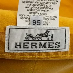 Hermes Yellow Cotton & Linen Leather Strip Detail Cap Size 56 For Women 16 Hermes Yellow Cotton & Linen Leather Strip Detail Cap Size 56 For Women -Deals Hermes Store luxury women hermes used accessories p618610 008