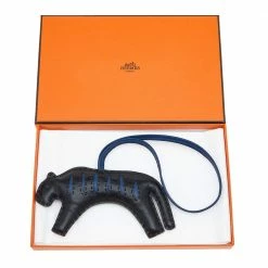 Hermes Black/Bleu Rooroo Bag Charm For Women -Deals Hermes Store luxury women hermes used accessories p620461 004