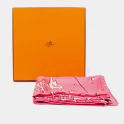 Hermes Hermès Pink Cheval Fusion Silk Square Scarf For Women -Deals Hermes Store luxury women hermes used accessories p630578 003