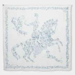 Hermes Hermès Off-White Cheval Fleuri Sheer Silk Scarf For Women