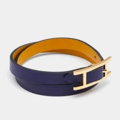 Hermes Hermès Behapi Bicolor Gold Plated Double Tour Reversible Bracelet T3 For Women -Deals Hermes Store luxury women hermes used accessories p633995 003