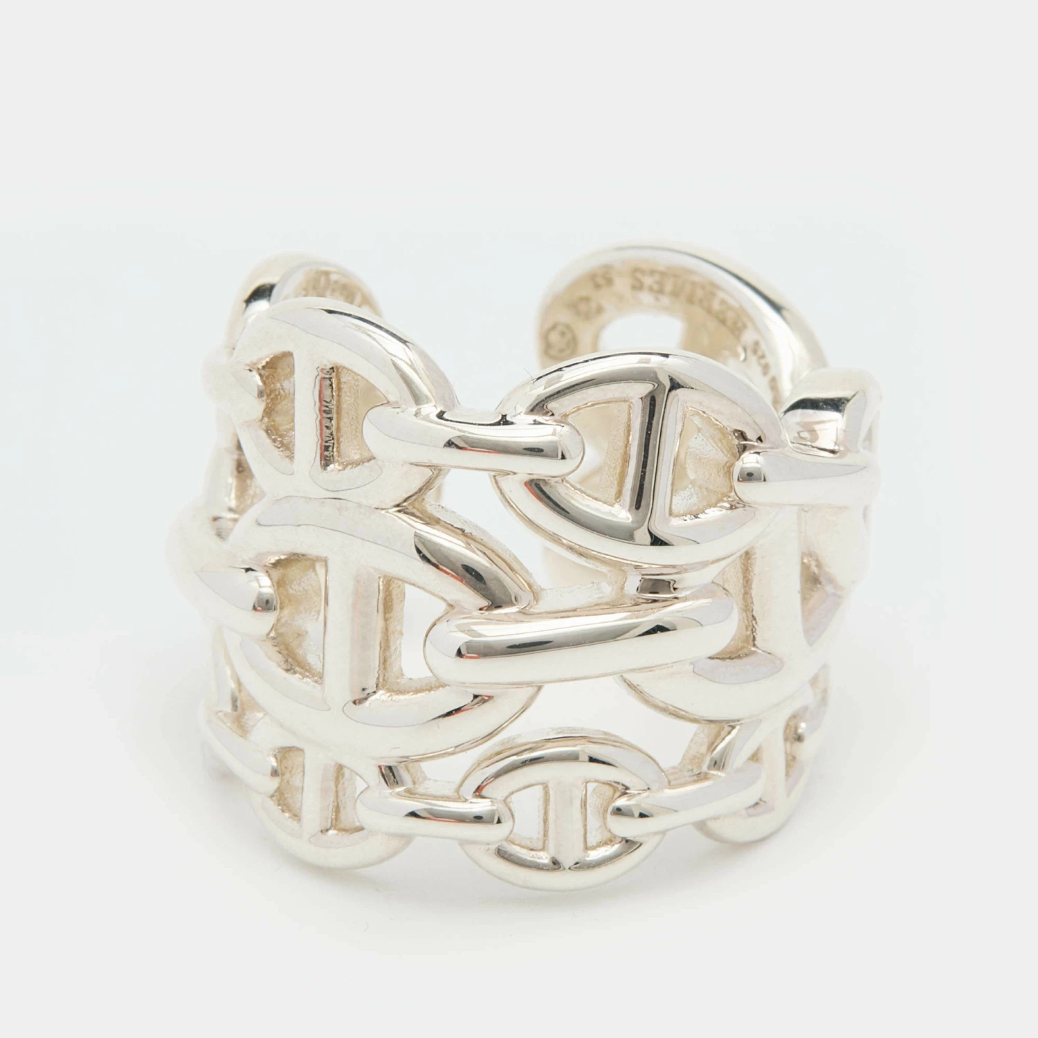 Hermes Hermès Sterling Silver Chaine D'ancre Enchainee Ring Size EU 53 For Women 4 Hermes Hermès Sterling Silver Chaine D'ancre Enchainee Ring Size EU 53 For Women - Image 2