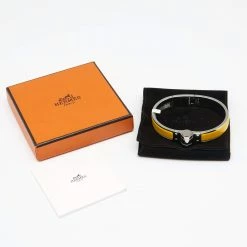 Hermes Hermès Charniere Uni Yellow Enamel Gold Plated Hinged Bracelet For Women -Deals Hermes Store luxury women hermes used accessories p634869 001