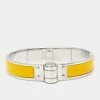 Hermes Hermès Charniere Uni Yellow Enamel Gold Plated Hinged Bracelet For Women