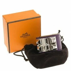 Hermes Hermès Collier De Chien Purple Calfskin Leather Palladium Plated Bracelet S For Women -Deals Hermes Store luxury women hermes used accessories p63547 008