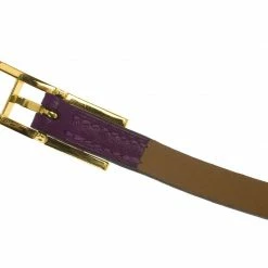 Hermes Hermès Hapi 3MM Purple Gold Tone Leather Bracelet For Women -Deals Hermes Store luxury women hermes used accessories p63555 006