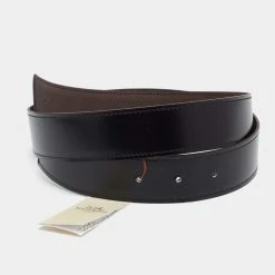 Hermes Noir/Chocolat Box And Togo Leather Reversible Belt Strap 85CM For Women