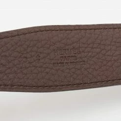 Hermes Noir/Chocolat Box And Togo Leather Reversible Belt Strap 85CM For Women -Deals Hermes Store luxury women hermes used accessories p636271 004