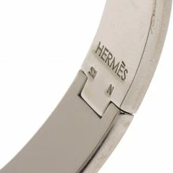 Hermes Clic Clac H Narrow Pink Enamel Palladium Plated Bracelet PM For Women -Deals Hermes Store luxury women hermes used accessories p63918 005