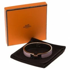 Hermes Clic Clac H Narrow Pink Enamel Palladium Plated Bracelet PM For Women -Deals Hermes Store luxury women hermes used accessories p63918 007